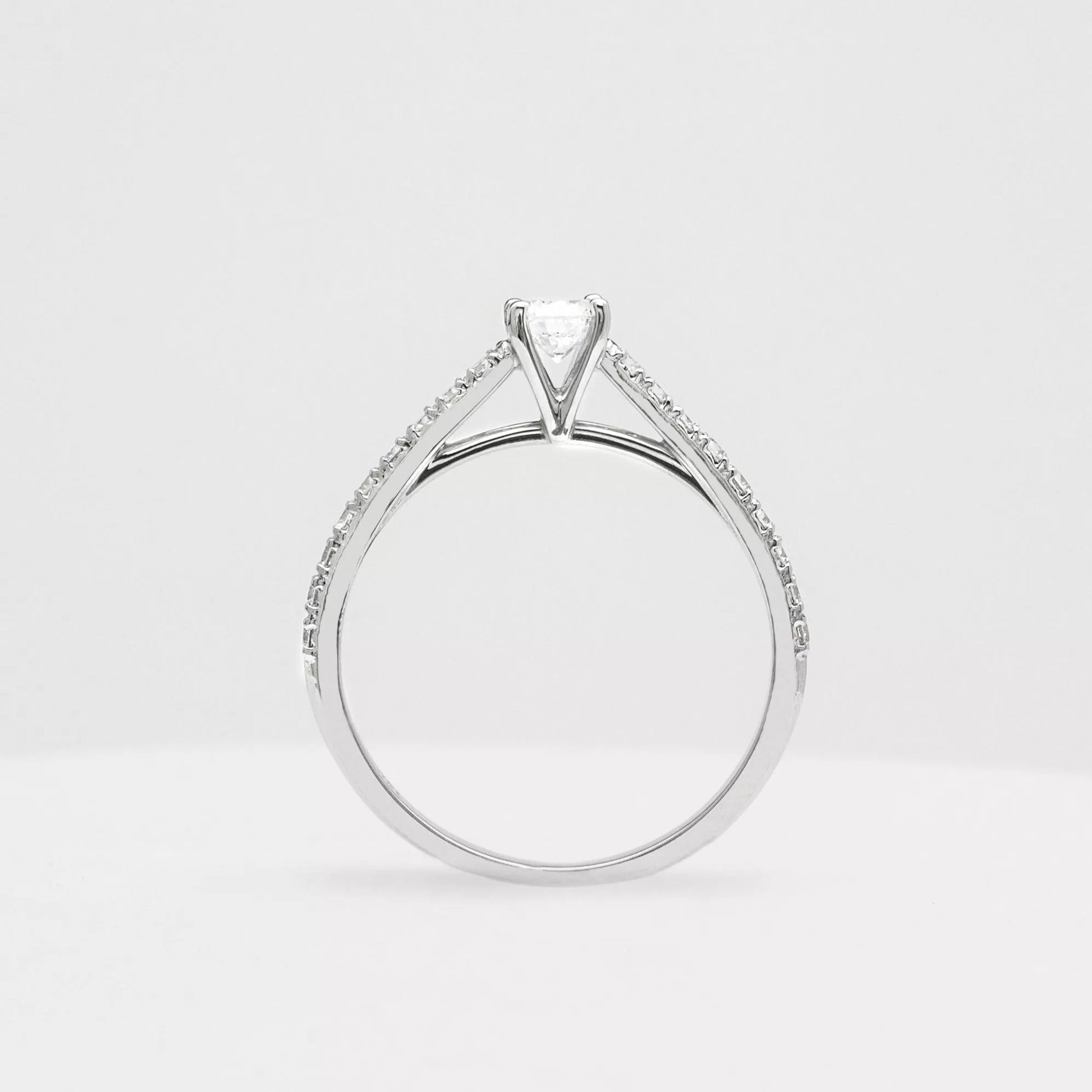 Pave diamond sales solitaire engagement ring