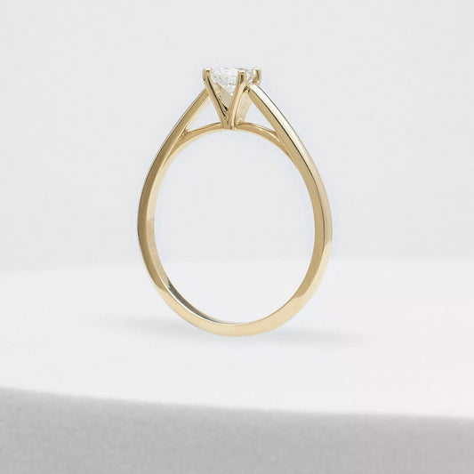Round Cut Diamond Solitaire Engagement Ring Yellow