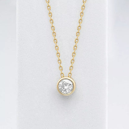 Proud Diamond yellow Solitaire Bezel Necklace 14K recycled Gold