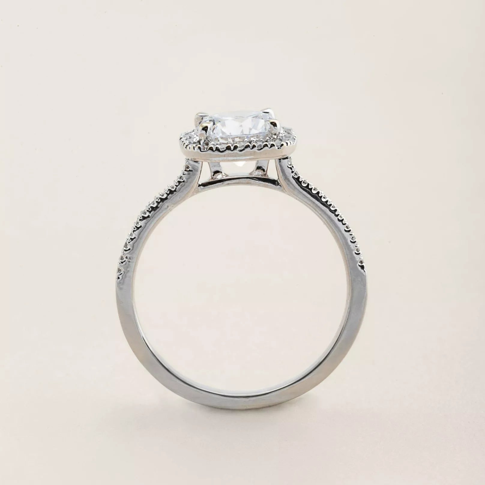 Lab-grown Diamond Cushion-cut Halo Engagement Ring