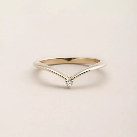 Chevron Diamond Ring. Recycled Gold 14K