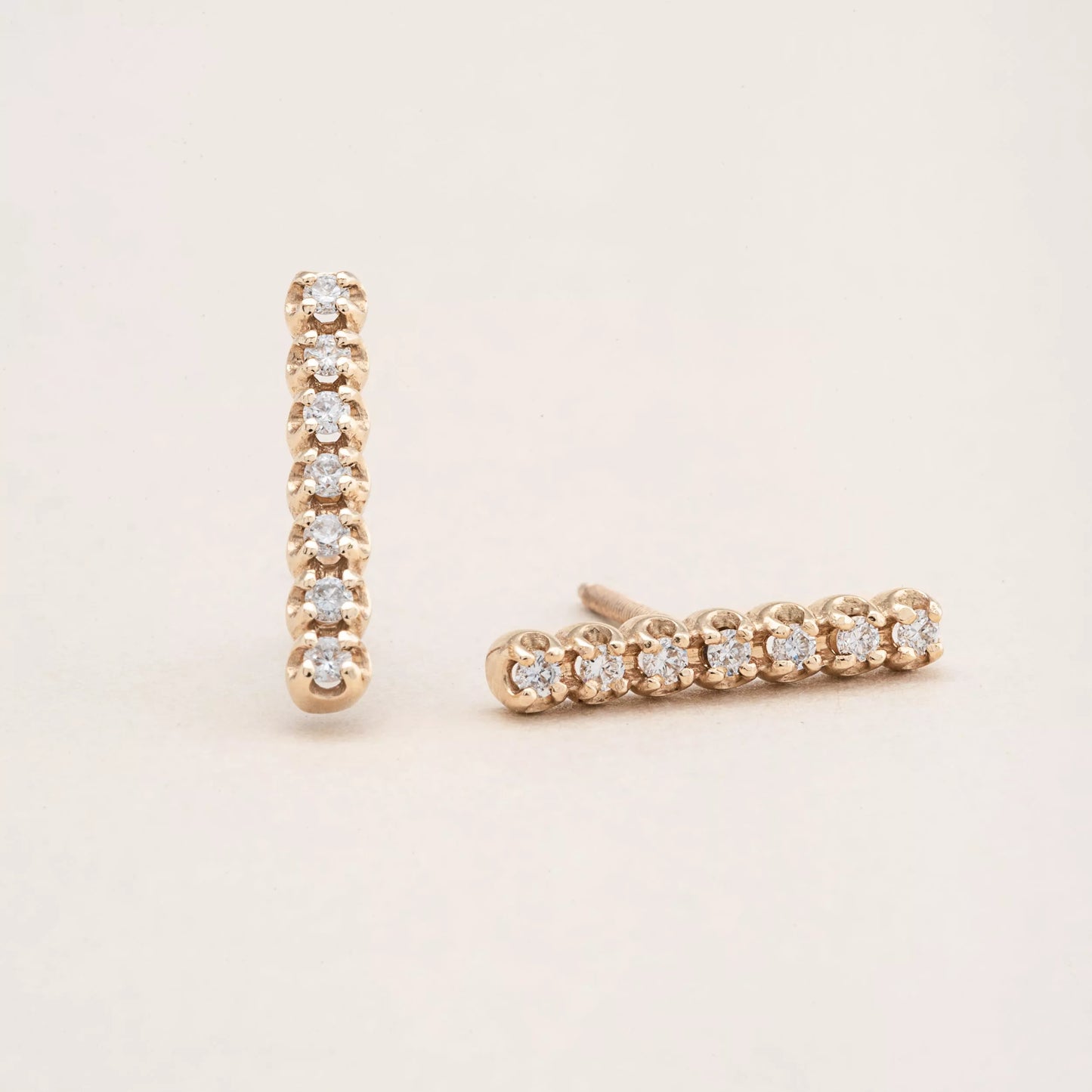 Proud Diamond Line Diamond Earrings 14K Recycled Gold Yellow