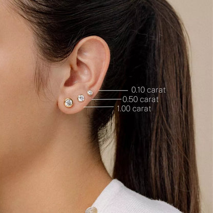 The Solitaire Bezel Studs Earrings | Proud Diamond