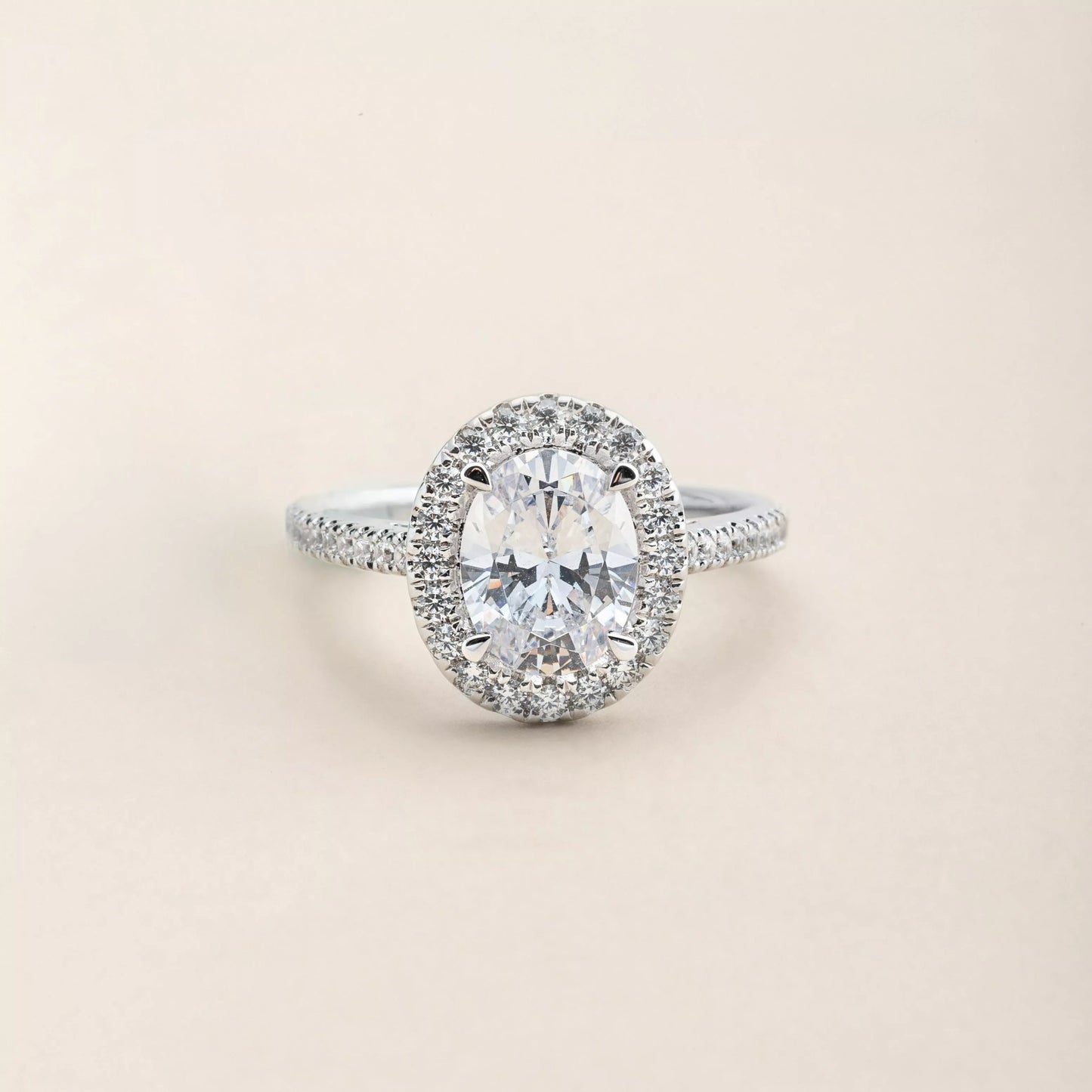 Oval Cut with Halo and Pavé Engagement Ring | Proud Diamond