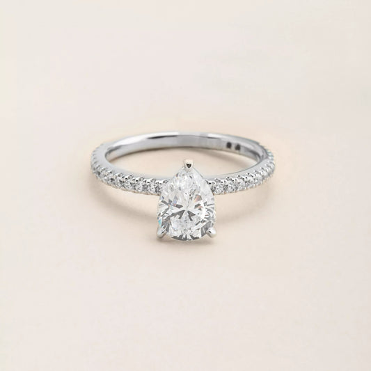 Pear Cut with Small Pavé Engagement Ring