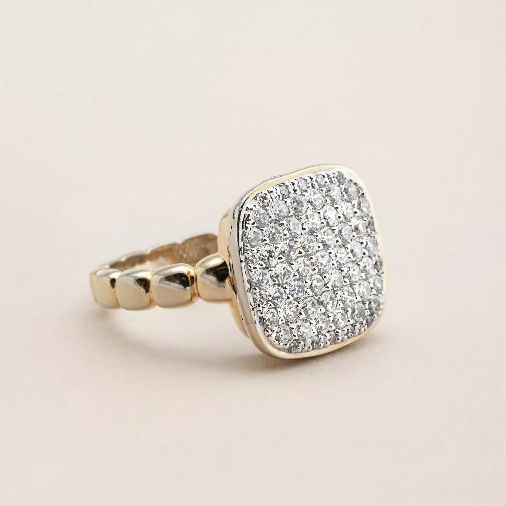 The Square Pave Ring. Recycle Gold
