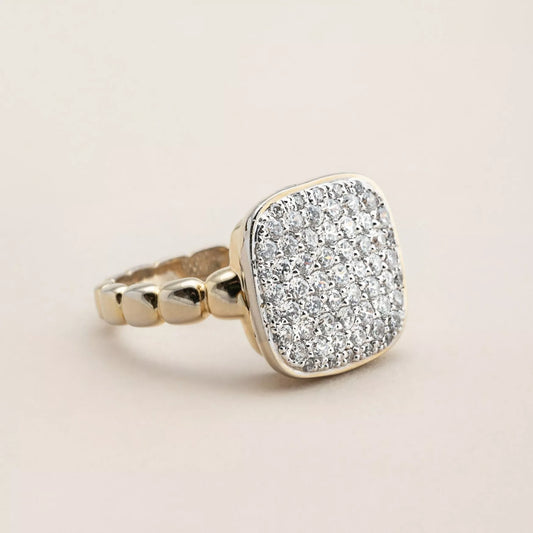 The Square Pave Ring. Recycle Gold